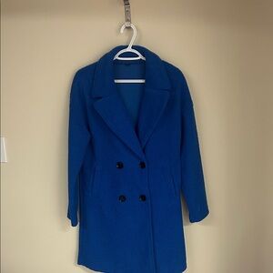 Stylish Women's Blue Pea Coat
